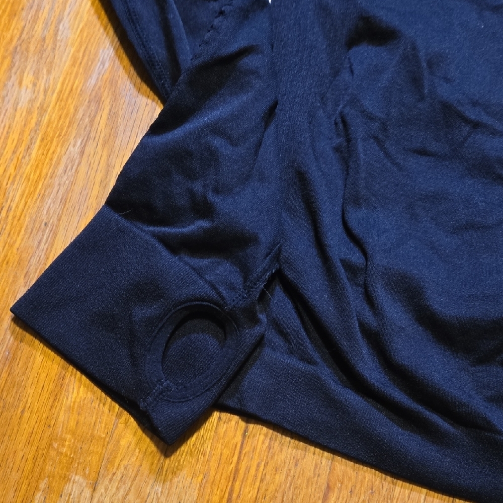 DKNY Women Small Black Thumb Hole Long Sleeve Quarter Zip Compression Pullover - Picture 4 of 10